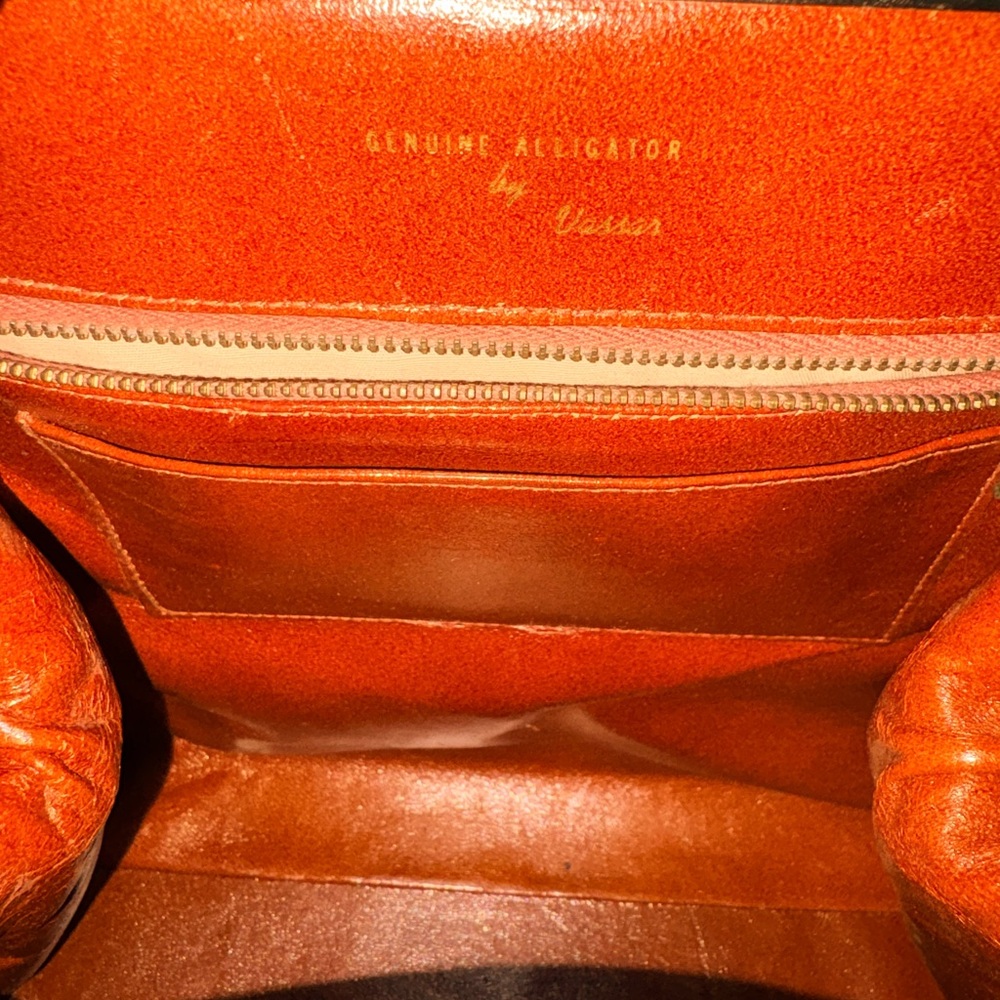 Vintage Vassar Genuine Alligator Satchel Handbag Brown - Picture 10 of 16